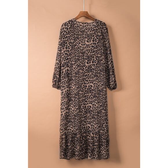 Cassia Leopard Kimono Beach Cover Up Sheer White Tie Waist Open Front Large - Picture 7 of 13